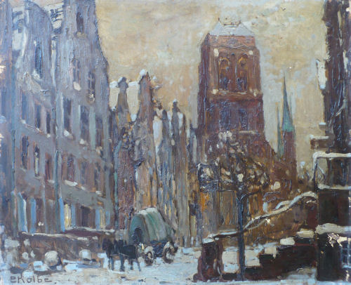 Ernst Kolbe "Gdansk ulica Piwna", olej. Obraz pochodzi z prywatnej kolekcji Andrzeja Walasa Ernst Kolbe "Gdansk ulica Piwna", olej. Obraz pochodzi z prywatnej kolekcji Andrzeja Walasa