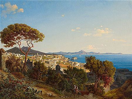  Johann Carl Schultz "Pinie z Neapolu", olej